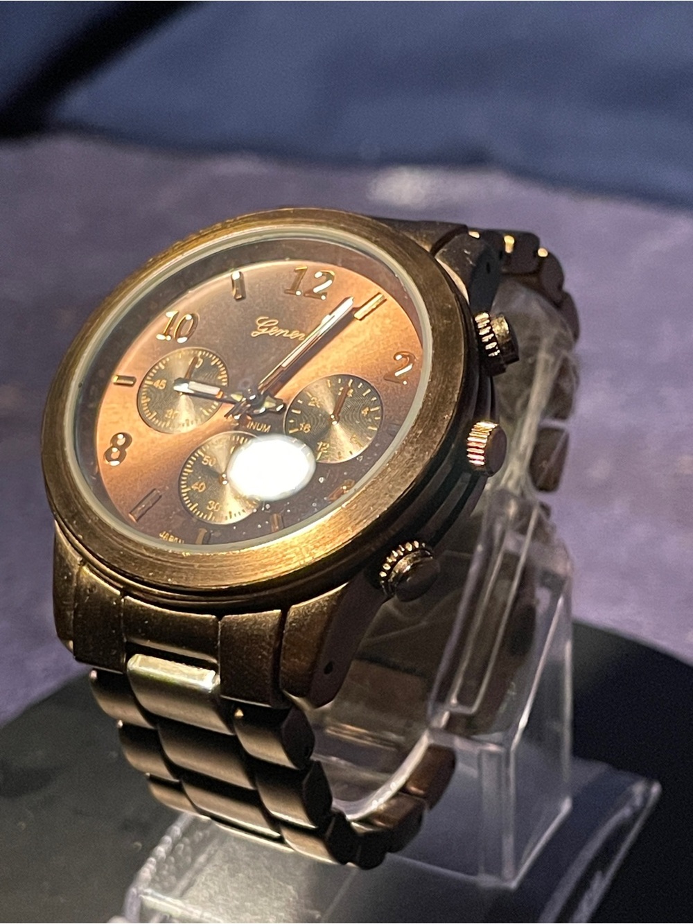 Geneva Bronze-Tone Multi-Function Bracelet Watch